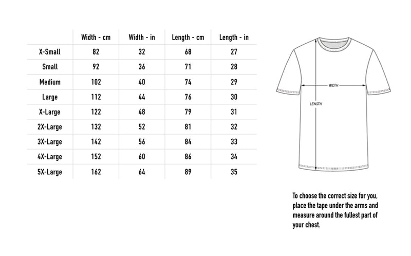 Size chart for Swallow This Tee - Black
